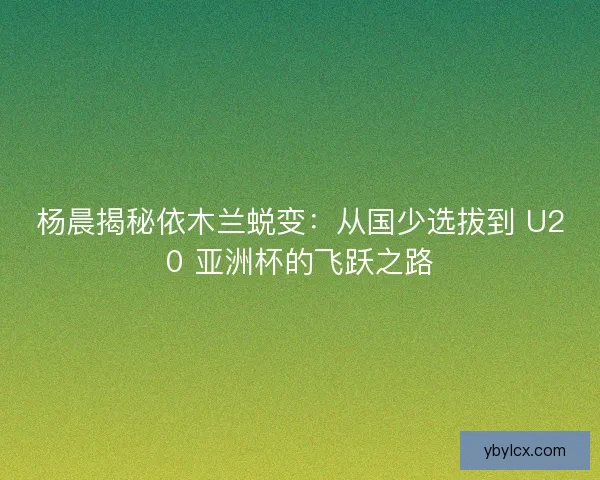 杨晨揭秘依木兰蜕变：从国少选拔到 U20 亚洲杯的飞跃之路